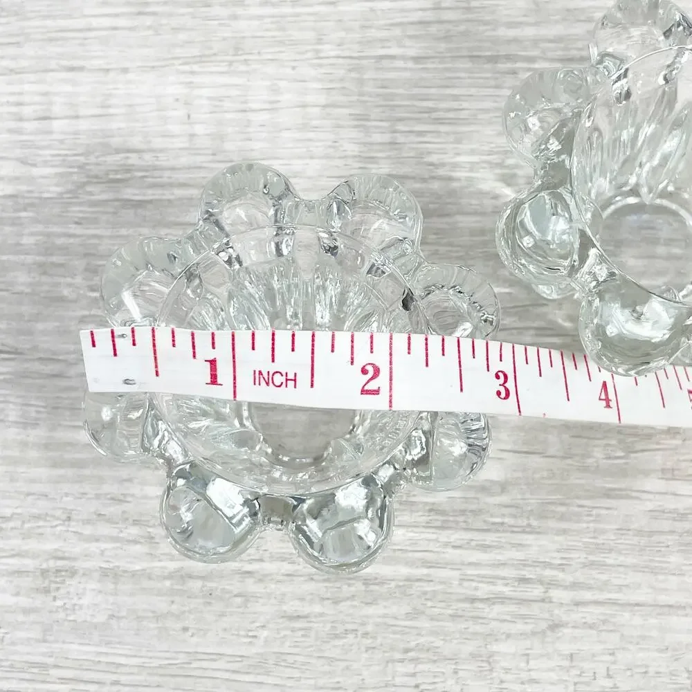 Vintage Kig Indonesia Crystal Bauble Beaded Glass Candleholders Pair Elegant EUC